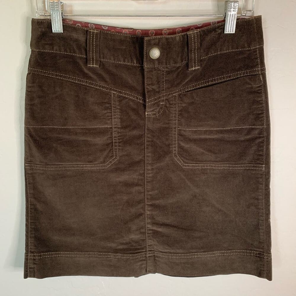Athleta Mini Skirt Olive Green Brown Velour Long Line Size 2 Y2k